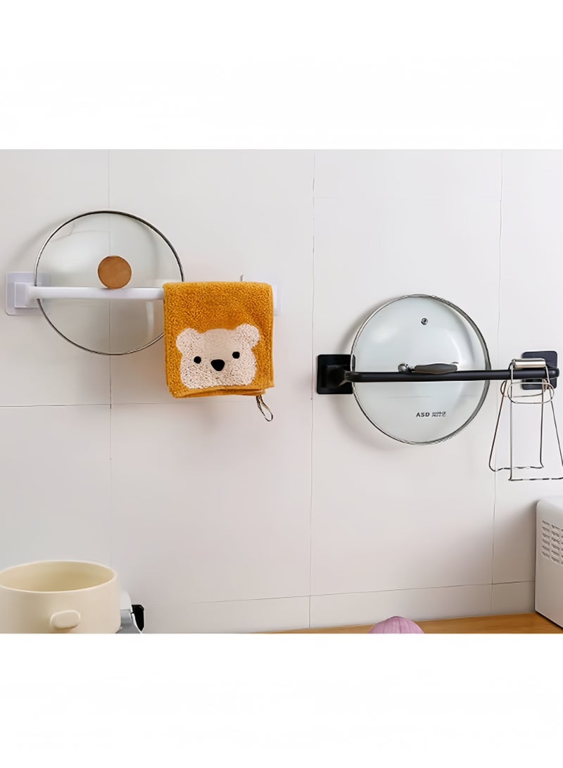 2PC Wall Mounted Towel Holder – Self-Adhesive Bathroom/Kitchen Towel Bar, Flip-Flop Hanger, Organizer Rack (White S+L 24.5cm+34cm) - Image 4