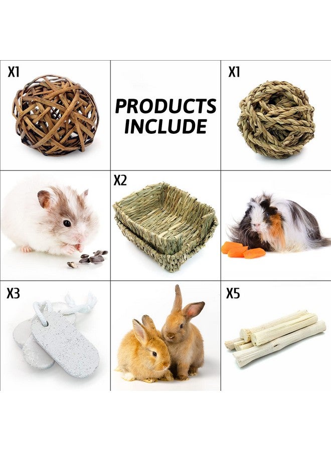 هامليدي سرير عشبي للأرانب من Hamiledyi، 12 قطعة من ألعاب مضغ الأرانب الأليفة، حصيرة قش منسوجة يدويًا طبيعية، سلة عشب الهامستر، فراش للحيوانات الصغيرة لخنزير غينيا، شنشيلة، نمس، جرذ - Image 2
