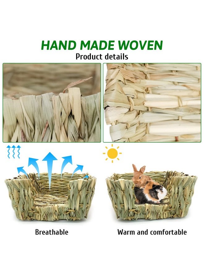 هامليدي سرير عشبي للأرانب من Hamiledyi، 12 قطعة من ألعاب مضغ الأرانب الأليفة، حصيرة قش منسوجة يدويًا طبيعية، سلة عشب الهامستر، فراش للحيوانات الصغيرة لخنزير غينيا، شنشيلة، نمس، جرذ - Image 4