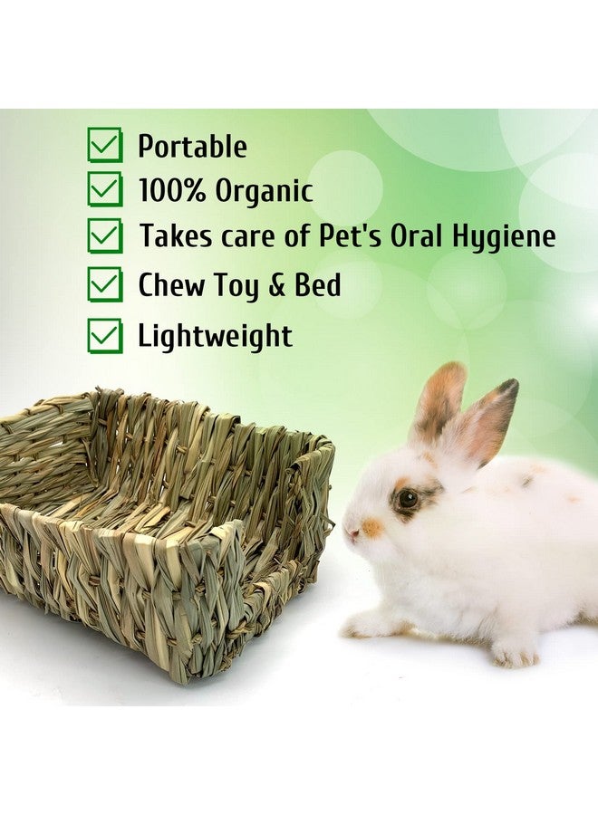 هامليدي سرير عشبي للأرانب من Hamiledyi، 12 قطعة من ألعاب مضغ الأرانب الأليفة، حصيرة قش منسوجة يدويًا طبيعية، سلة عشب الهامستر، فراش للحيوانات الصغيرة لخنزير غينيا، شنشيلة، نمس، جرذ - Image 3