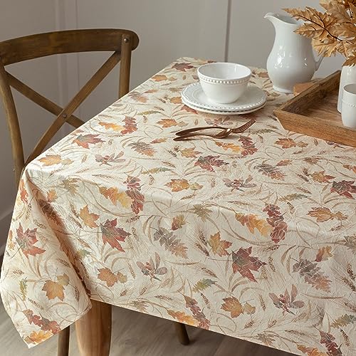 Benson Mills Autumn Jacquard Printed Fabric Tablecloth for Fall, Harvest, and Thanksgiving Table Cloth (Natures Leaves, 52" x 70" Rectangular) - Image 2