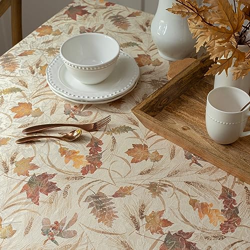Benson Mills Autumn Jacquard Printed Fabric Tablecloth for Fall, Harvest, and Thanksgiving Table Cloth (Natures Leaves, 52" x 70" Rectangular) - Image 3