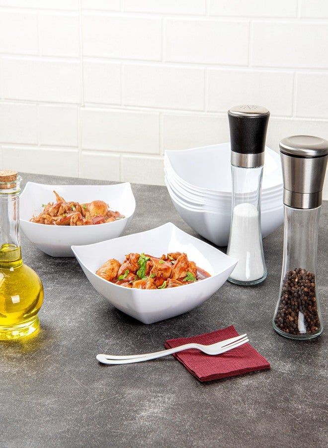 Restaurantware Moderna 32 Ounce Fancy Plastic Bowls 10 Square Disposable Salad Bowls - Durable Heavy-duty White Plastic Bowls For Warm And Cold Foods - Image 5