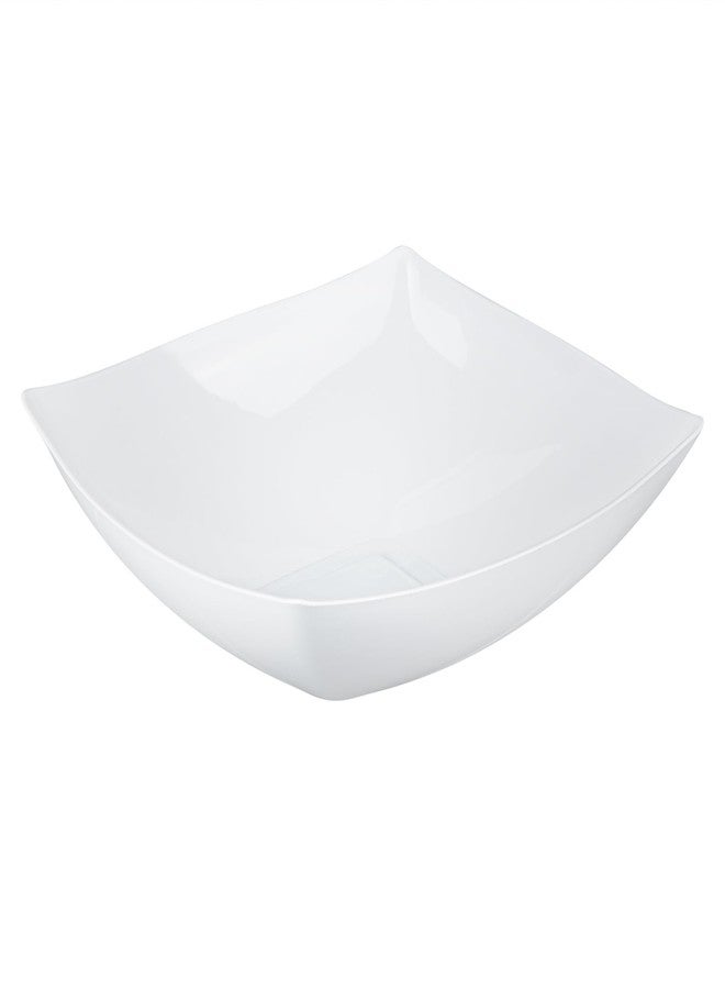 Restaurantware Moderna 32 Ounce Fancy Plastic Bowls 10 Square Disposable Salad Bowls - Durable Heavy-duty White Plastic Bowls For Warm And Cold Foods - Image 2