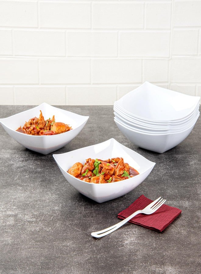 Restaurantware Moderna 32 Ounce Fancy Plastic Bowls 10 Square Disposable Salad Bowls - Durable Heavy-duty White Plastic Bowls For Warm And Cold Foods - Image 3