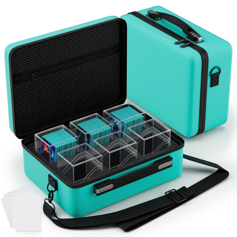 Proijeut Card Deck Box with Portable Case, 6 Pack Clear Commander Deck Box with 6 Dividers, Holds 600+ Double Sleeved Cards, Fit for MTG, YuGiOh, TCG (Green) - Image 1