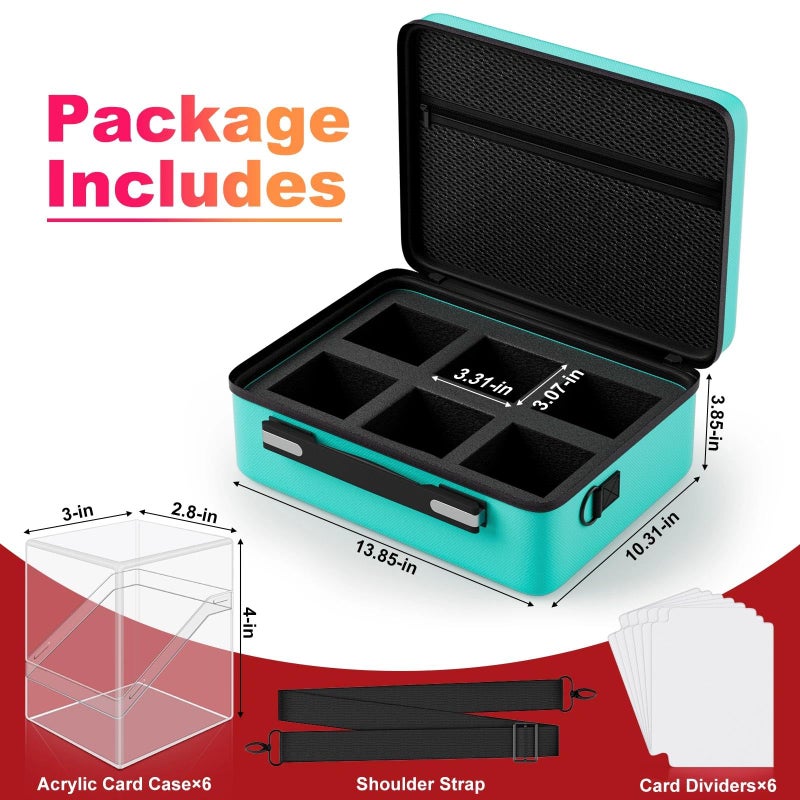 Proijeut Card Deck Box with Portable Case, 6 Pack Clear Commander Deck Box with 6 Dividers, Holds 600+ Double Sleeved Cards, Fit for MTG, YuGiOh, TCG (Green) - Image 2