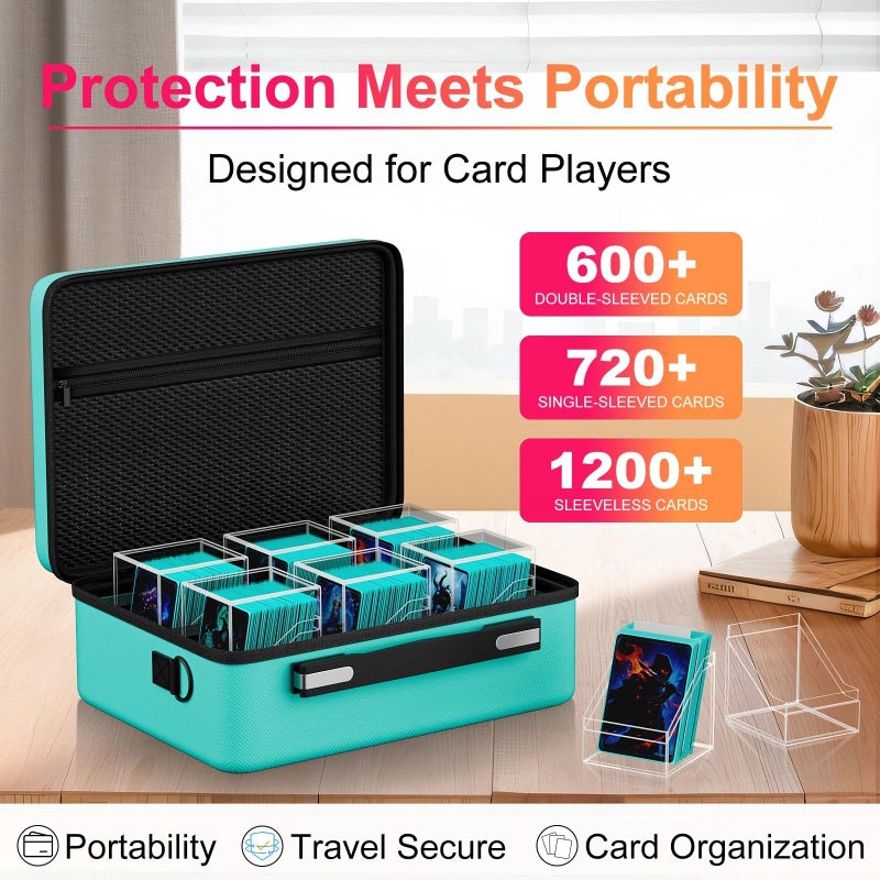 Proijeut Card Deck Box with Portable Case, 6 Pack Clear Commander Deck Box with 6 Dividers, Holds 600+ Double Sleeved Cards, Fit for MTG, YuGiOh, TCG (Green) - Image 3
