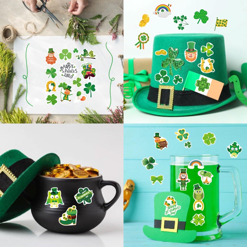 DUJAA 24 St. Patrick's Day Stickers - Four Leaf Clover, Lucky Shamrock Clover, Irish Decor Green Day Stickers for Teens, Girls, Kids, Adults - Image 5