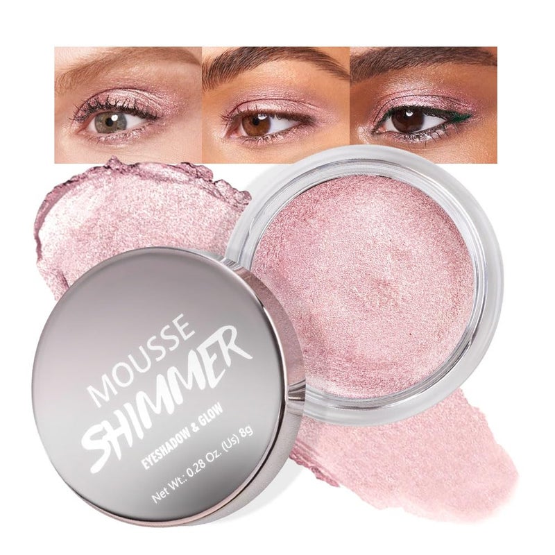 Hxssll Soft Rose Mist Cream Shimmer Eyeshadow â€“ Rose Lilac Pearl Mousse Eye Shadow, High Pigment Glitter Pink Eyeshadow, Waterproof Long-Lasting Crease-Proof Single Shade for Natural Everyday Eye Makeup 2 - Image 1