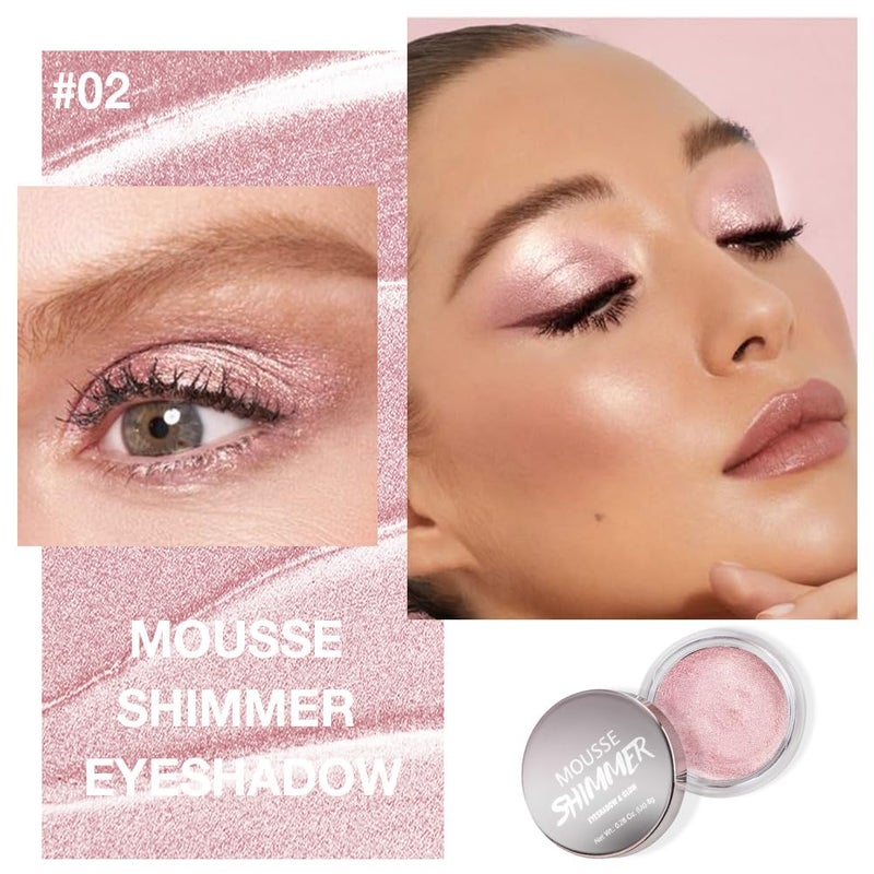 Hxssll Soft Rose Mist Cream Shimmer Eyeshadow â€“ Rose Lilac Pearl Mousse Eye Shadow, High Pigment Glitter Pink Eyeshadow, Waterproof Long-Lasting Crease-Proof Single Shade for Natural Everyday Eye Makeup 2 - Image 2