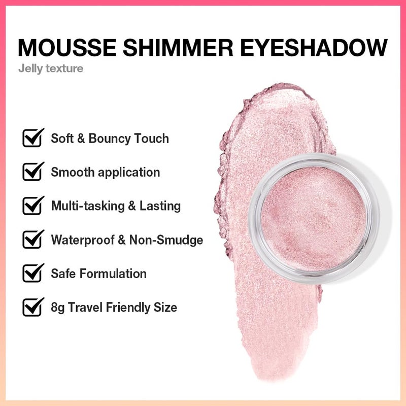 Hxssll Soft Rose Mist Cream Shimmer Eyeshadow â€“ Rose Lilac Pearl Mousse Eye Shadow, High Pigment Glitter Pink Eyeshadow, Waterproof Long-Lasting Crease-Proof Single Shade for Natural Everyday Eye Makeup 2 - Image 5