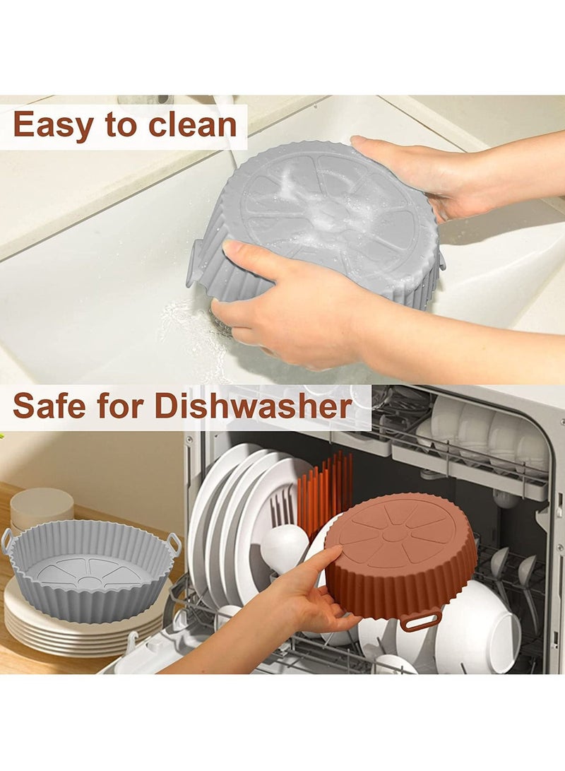 وعاء سيليكون للقلي الهوائي، قطعتان من البطانة الآمنة على الطعام، ملحقات غير لاصقة، سلة قابلة لإعادة الاستخدام، صينية دائرية لفرن المطبخ، سعة من 3 إلى 5 لتر - Image 2