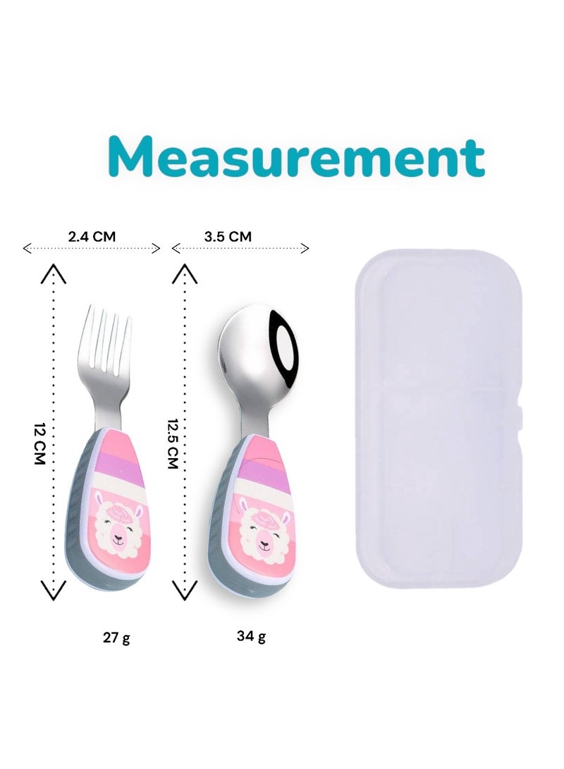 Doodle Kiddo Sheep Kid's Spoon & Fork Cutlery Set with Case - Image 2