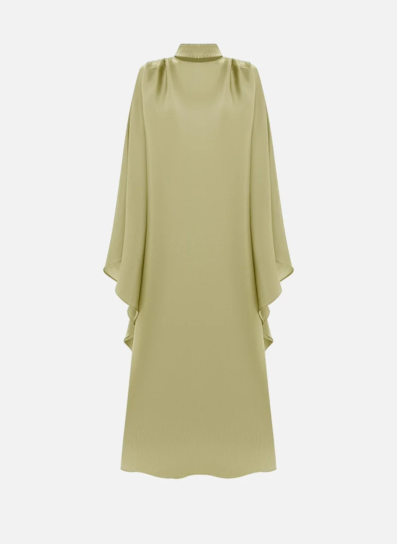 Lichi  Loose maxi dress with rhinestones on collar for Women | Best Price UAE