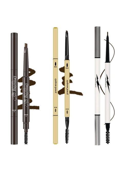 ETEDES 3 Different Eyebrow Pencils,Creates Natural Looking Brows Easily And Lastes All Day,3-in-1:Eyebrow Pencil *3;Dark Brown #-0803090