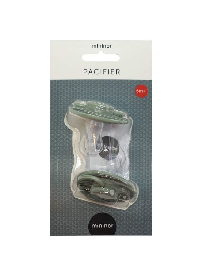 Mininor Round Pacifier Silicone  6M+  2pcs  Willow Green  - Image 1