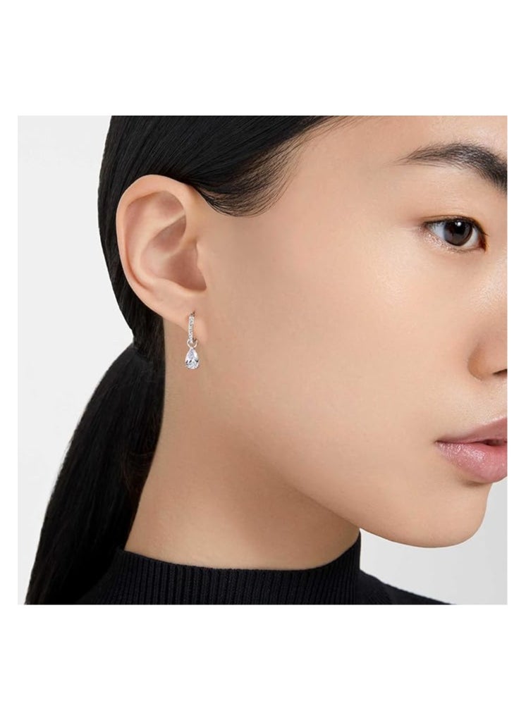 SWAROVSKI - Stilla hoop earrings Pear cut, White, Rhodium plated - Image 1