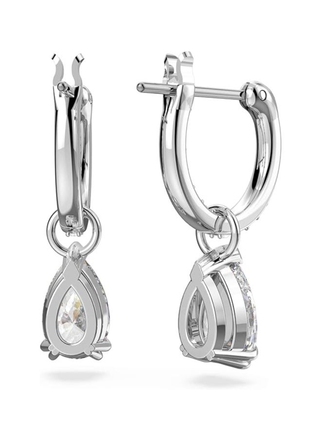 SWAROVSKI - Stilla hoop earrings Pear cut, White, Rhodium plated - Image 1