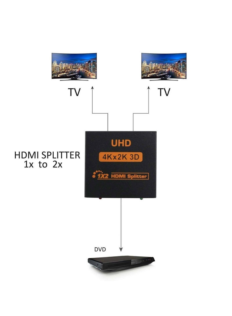 HDMI Splitter 1 In 2 Out – 4K Ultra HD, 1080p, 3D Support – High-Quality Adapter for Duplicating One Source to Two Displays Simultaneously - Image 4