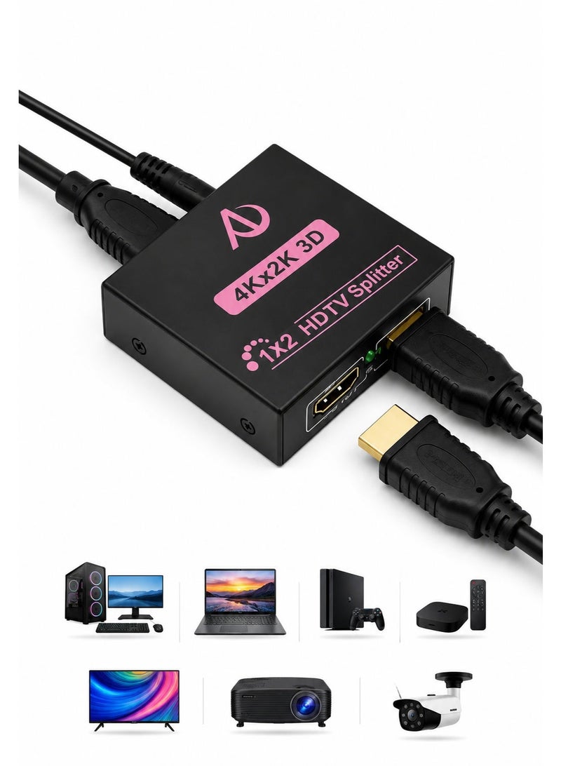 HDMI Extender & Splitter 1 In 2 Out – 4K X 2K Ultra HD / 1080P / 3D Support – Duplicates One HDMI Source to Two Displays – Up to 30M Transmission - Image 1
