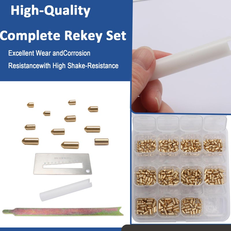EAORBD SC1/SC4 Keyway Re-Key Kit Compatible with Schlage Rekeying Kit for Home Security, Patio Door Lock Pinning Kit with Bottom Pins (0-9, 50 Each) DIY Rekey Kit - Image 4