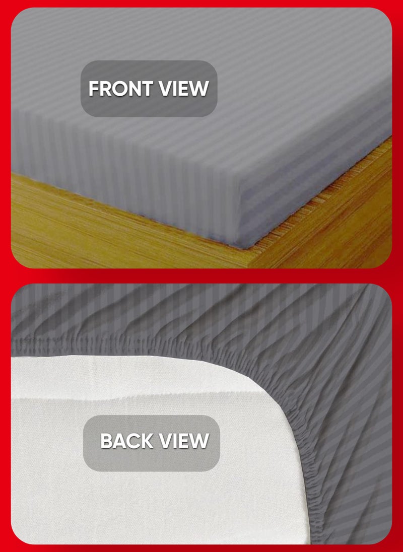 REDTOMMY LIGHT GREY Extra Deep Pocket Double Size Cotton Sheet Set 140x200+35cm - Image 2