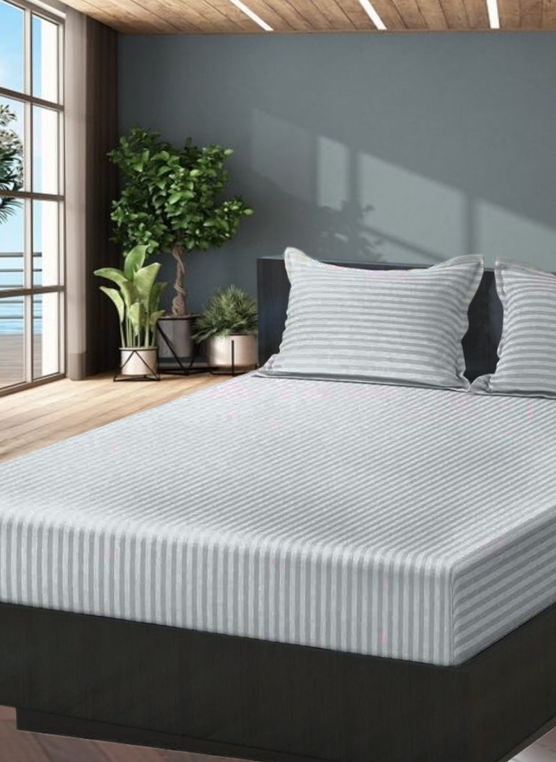 REDTOMMY LIGHT GREY Extra Deep Pocket Double Size Cotton Sheet Set 140x200+35cm - Image 1