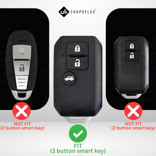 SHOPOFLUX Metal key Cover Compatible with Suzuki Dzire | Victoris | Ertiga 3 button smart key (Pack 1) (Black Silicone) - Image 2