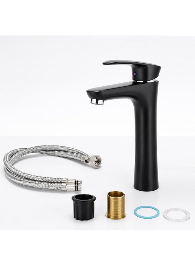 NOVEX Matte Black Bathroom Faucet – Brass Single Handle Tall Body Vessel Sink Faucet, Deck Mount Basin Mixer Tap for Lavatory Vanity Wash Basin - Image 2
