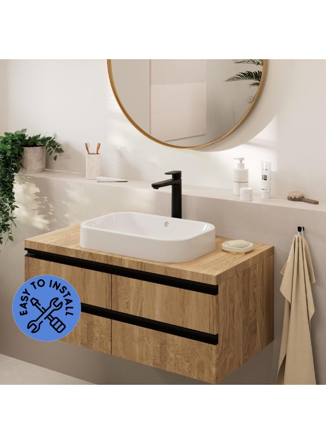 NOVEX Matte Black Bathroom Faucet – Brass Single Handle Tall Body Vessel Sink Faucet, Deck Mount Basin Mixer Tap for Lavatory Vanity Wash Basin - Image 4