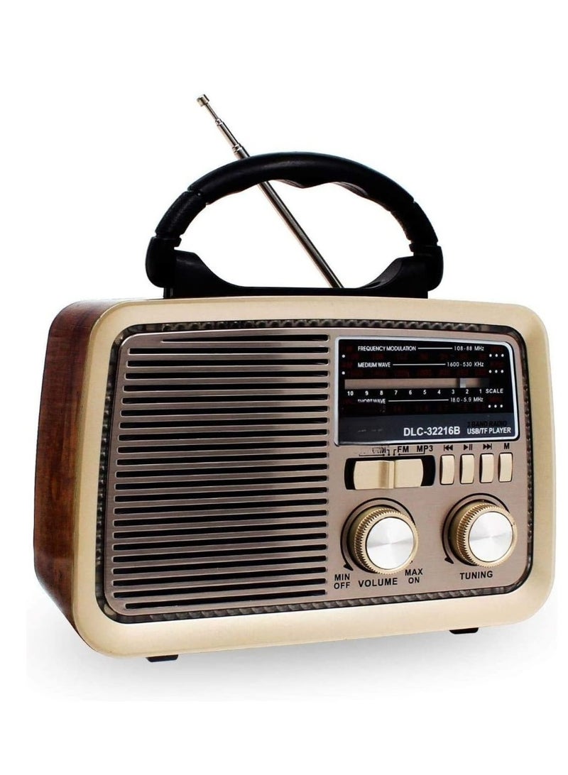 Portable Bluetooth Radio Brown/Gold/Black