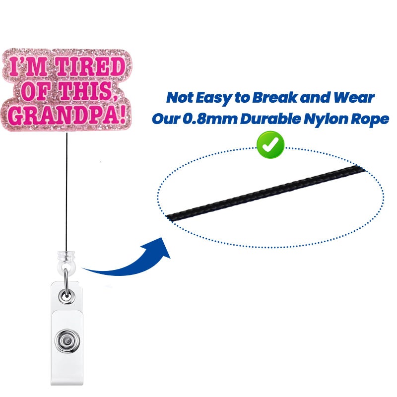 BVIIE I 'M Tired Of This Grandpa Funny Badge Reel  Cute Retractable Id Card Badge Holder  Name Tag Badge Buddy Clip For Rn Lpn Cna Ma Er Night Shift Nurse Nursing Student Doctor Teacher  Nurse Gifts - Image 5