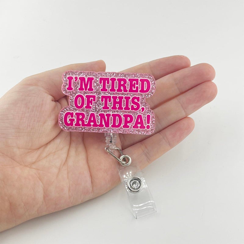 BVIIE I 'M Tired Of This Grandpa Funny Badge Reel  Cute Retractable Id Card Badge Holder  Name Tag Badge Buddy Clip For Rn Lpn Cna Ma Er Night Shift Nurse Nursing Student Doctor Teacher  Nurse Gifts - Image 3