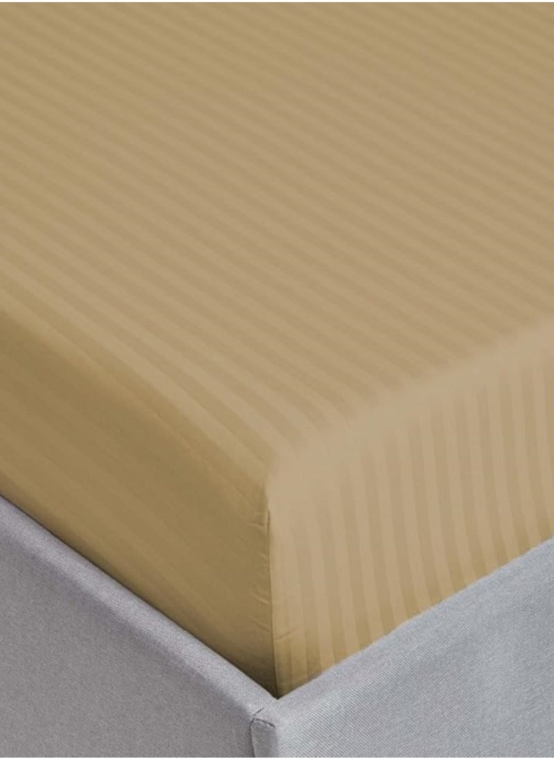 MAXQON - 2-Set Fitted Bed Sheets +  Pillow Covers, King/Queen/Double/Single Sizes, Color Beige - Image 1