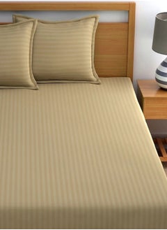 MAXQON 2-Set Fitted Bed Sheets +  Pillow Covers, King/Queen/Double/Single Sizes, Color Beige  - Image 5