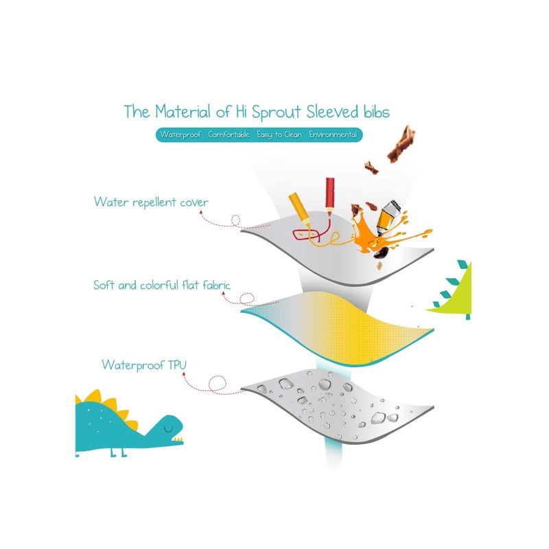 SOLARAE Long Sleeved Baby Bib - Toddler Infants Smock Bib with Pocket, Waterproof, Soft, Machine Washable, Stain and Odor Resistant - Image 5