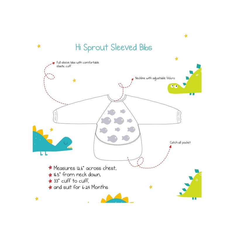 SOLARAE Long Sleeved Baby Bib - Toddler Infants Smock Bib with Pocket, Waterproof, Soft, Machine Washable, Stain and Odor Resistant - Image 4