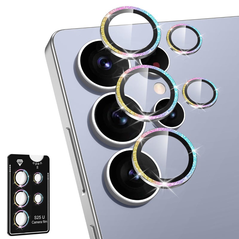 Avocase for Samsung Galaxy S25 Ultra Camera Lens Protector, Individual Metal Ring Tempered Glass Lens Cover, [Strong Adsorption] Scratch Resistant Ultra-Thin HD Clear Lens Cover,1 Set-Colorful Sparkly - Image 1