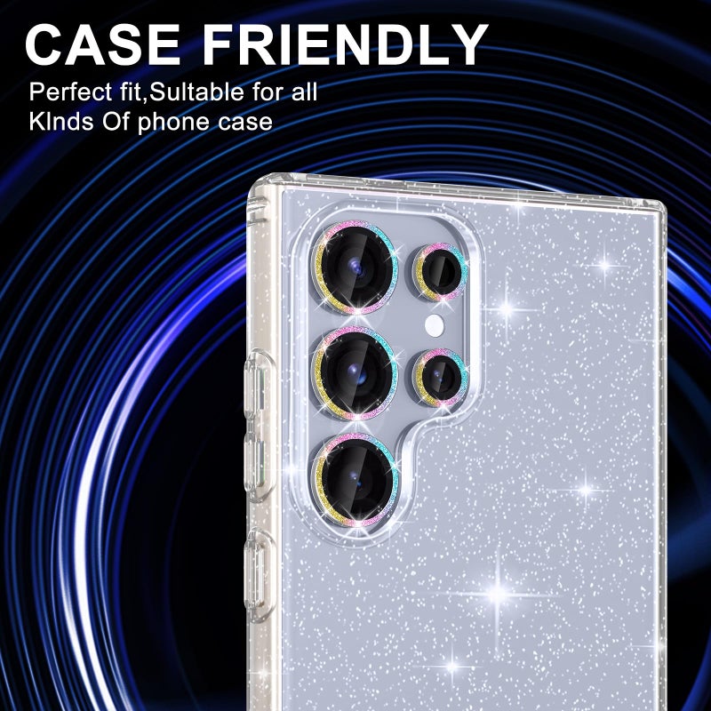 Avocase for Samsung Galaxy S25 Ultra Camera Lens Protector, Individual Metal Ring Tempered Glass Lens Cover, [Strong Adsorption] Scratch Resistant Ultra-Thin HD Clear Lens Cover,1 Set-Colorful Sparkly - Image 5