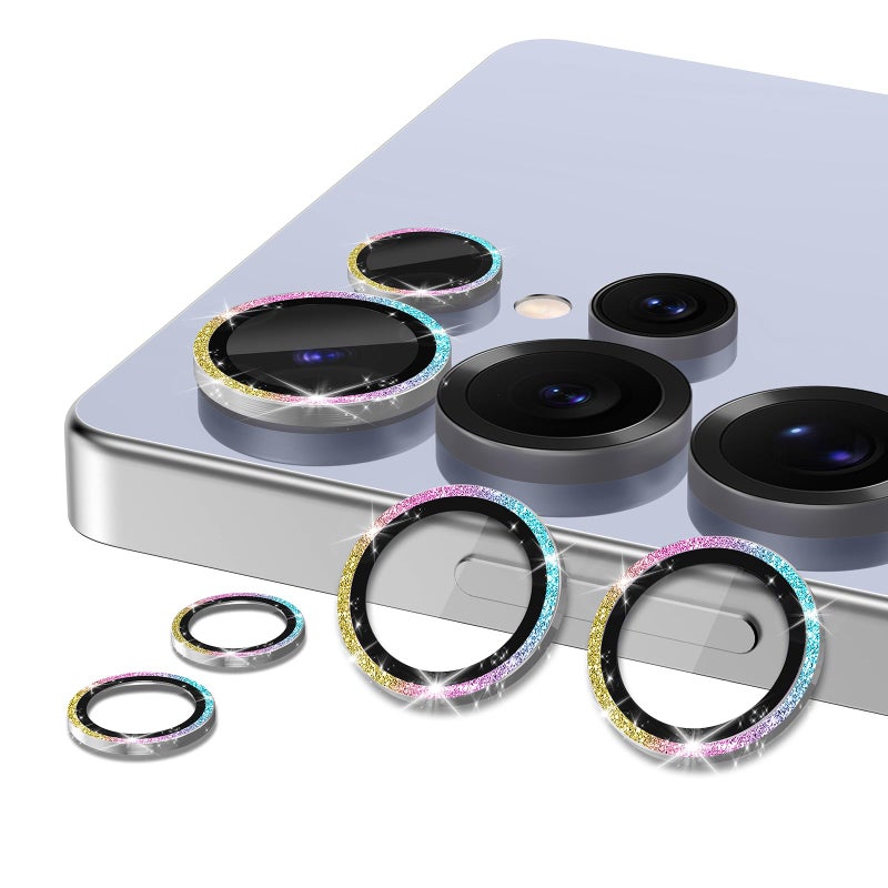 Avocase for Samsung Galaxy S25 Ultra Camera Lens Protector, Individual Metal Ring Tempered Glass Lens Cover, [Strong Adsorption] Scratch Resistant Ultra-Thin HD Clear Lens Cover,1 Set-Colorful Sparkly - Image 2