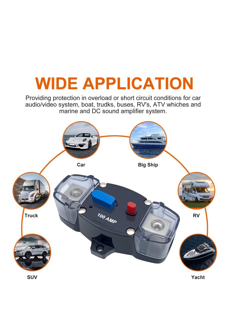 Generic - 300A Circuit Breaker with Manual Reset Button, 12-48 Volt DC Self Recovery Inline Fuse Inverter for Automotive, RV, Marine, Boat - Image 1