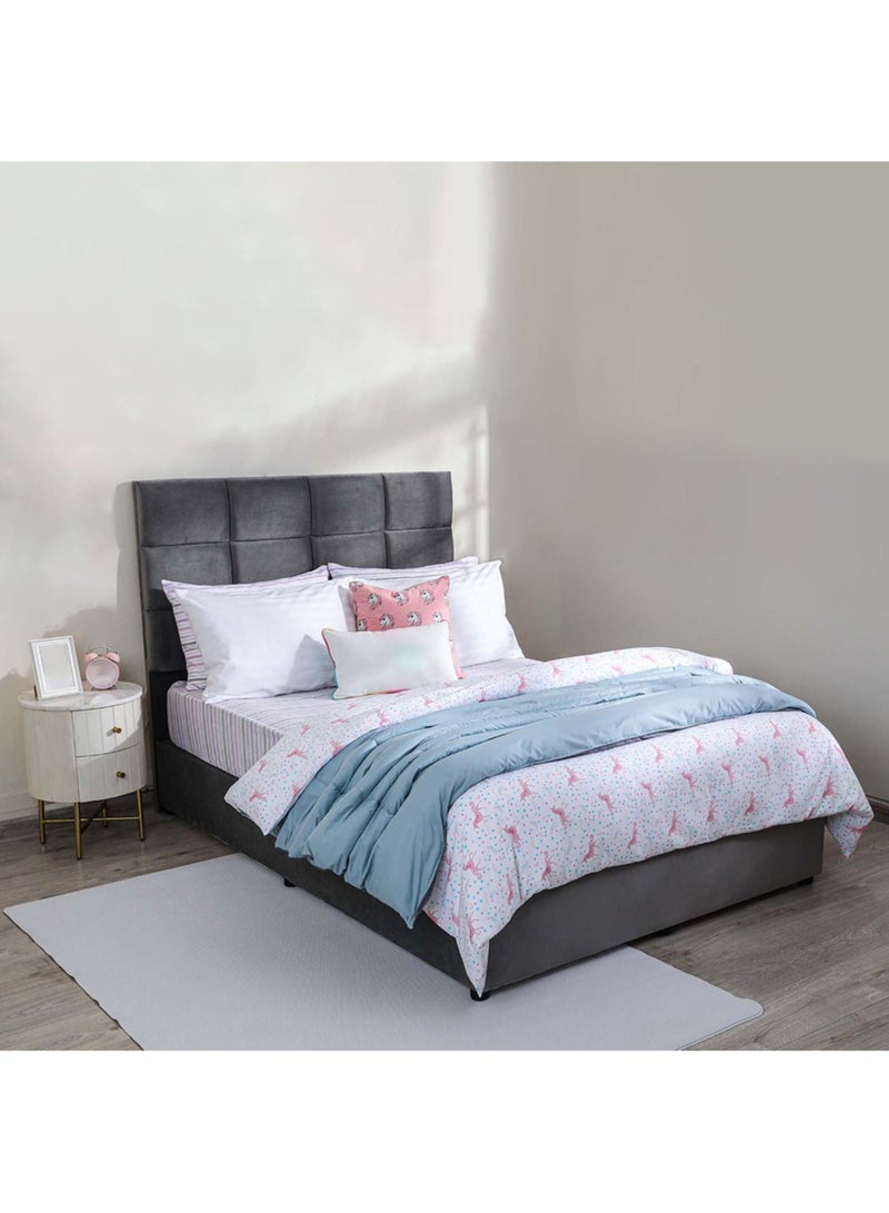 Karnak Square Design Upholstered Velvet Bed Frame Bedroom Furniture Strong And Sturdy Modern Design Wooden Bed | Quiet & Comfortable Bed (Eu - Single 90x200cm, Grey) - Image 1