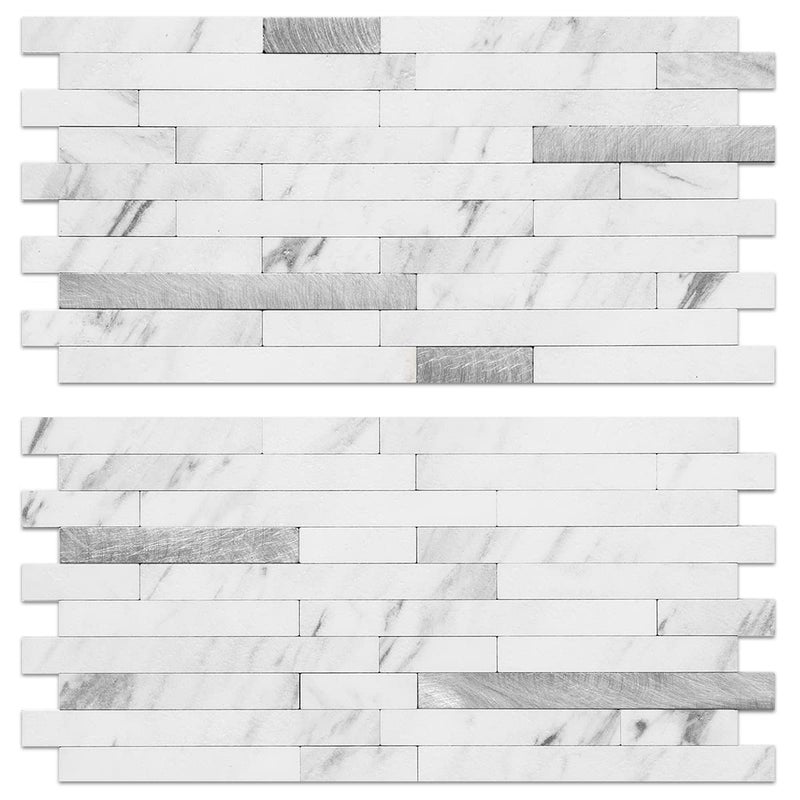 AULIGET 40 Sheets Faux Stone Peel and Stick Backsplash, White Marble Look PVC Wall Tiles Stick on Backsplash for Kitchen - Image 1
