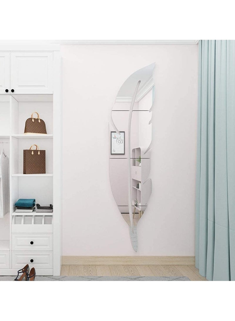 Dreamzon Feather Mirror Wall Sticker Silver 19 x 16 x 1cm