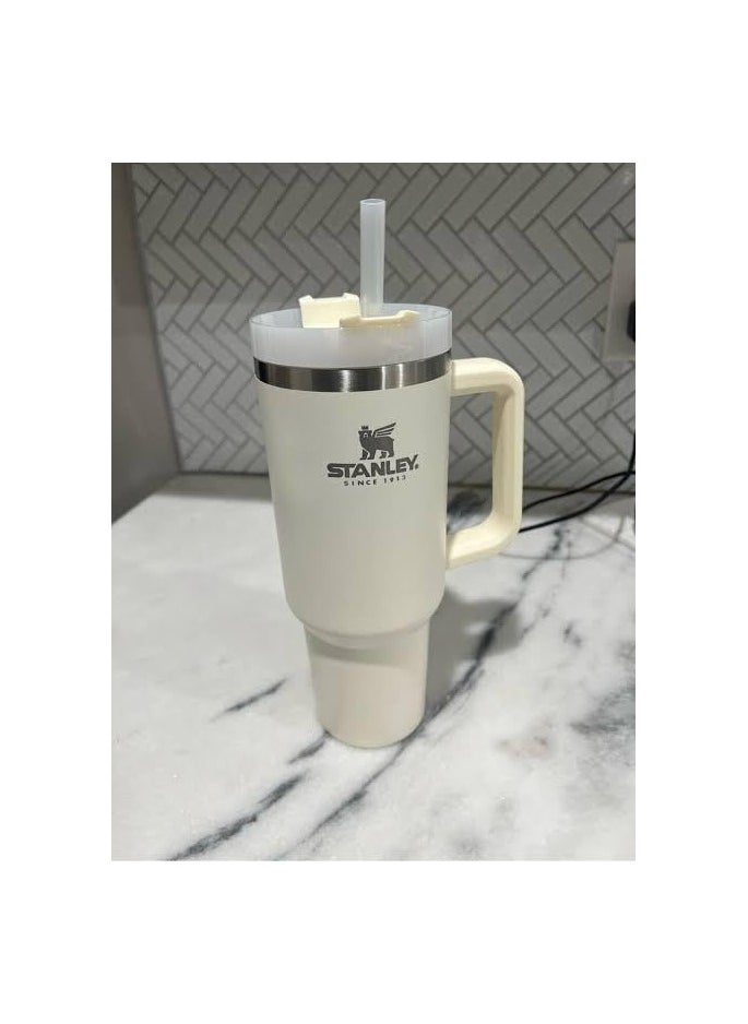 Stanley - Quencher H2.0 40 oz Handle & Straw Tumbler | Triple Open Lid | Travel Cup Carrier Compatible | Insulated Stainless Steel Tumbler | BPA Free | Cream 2.0 - Image 1