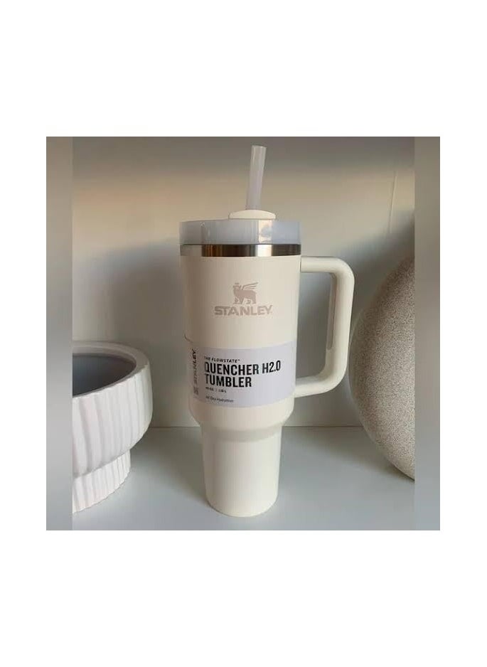 Stanley - Quencher H2.0 40 oz Handle & Straw Tumbler | Triple Open Lid | Travel Cup Carrier Compatible | Insulated Stainless Steel Tumbler | BPA Free | Cream 2.0 - Image 1