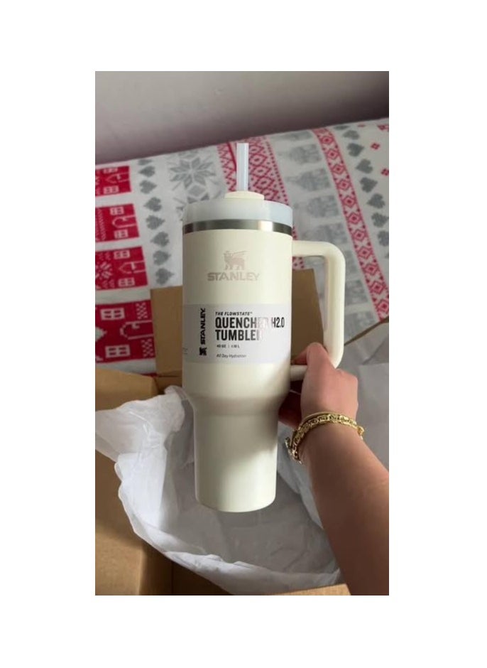 Stanley - Quencher H2.0 40 oz Handle & Straw Tumbler | Triple Open Lid | Travel Cup Carrier Compatible | Insulated Stainless Steel Tumbler | BPA Free | Cream 2.0 - Image 1