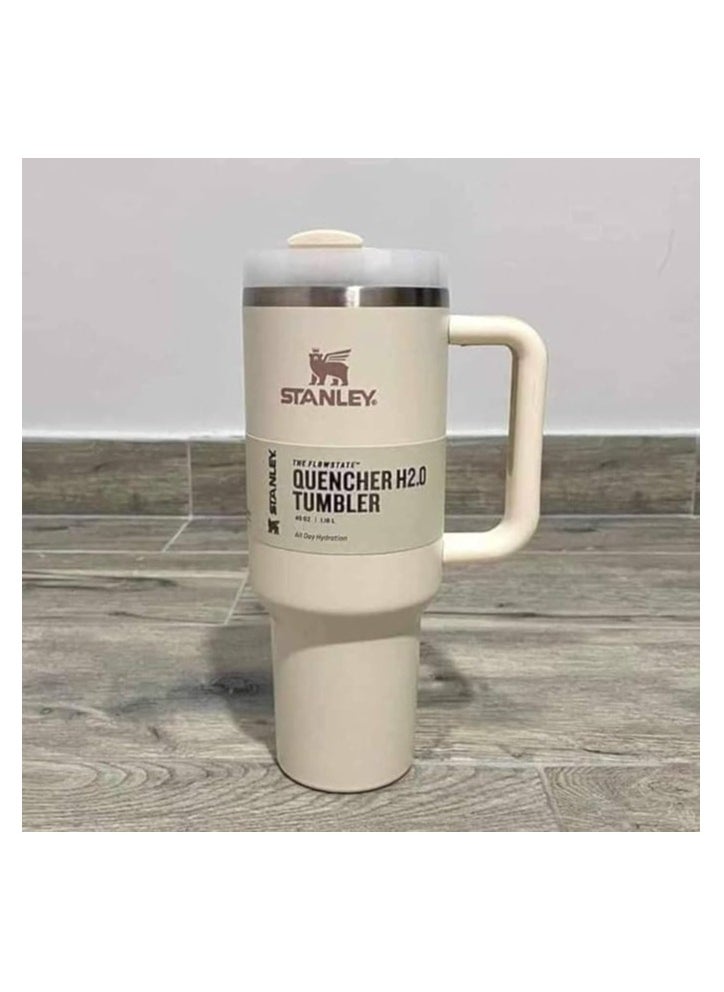 Stanley - Quencher H2.0 40 oz Handle & Straw Tumbler | Triple Open Lid | Travel Cup Carrier Compatible | Insulated Stainless Steel Tumbler | BPA Free | Cream 2.0 - Image 1