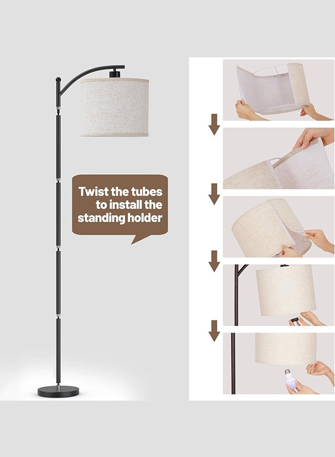 WEMART Dimmable Floor Lamp With 3 Color Temperatures, Standing lamp with Foot Switch, Floor Lamps For Living Room,Gray Linen Lamp Shade for Living Room, Bedroom, Kids Room, Office 72x11x11 cm - Image 3